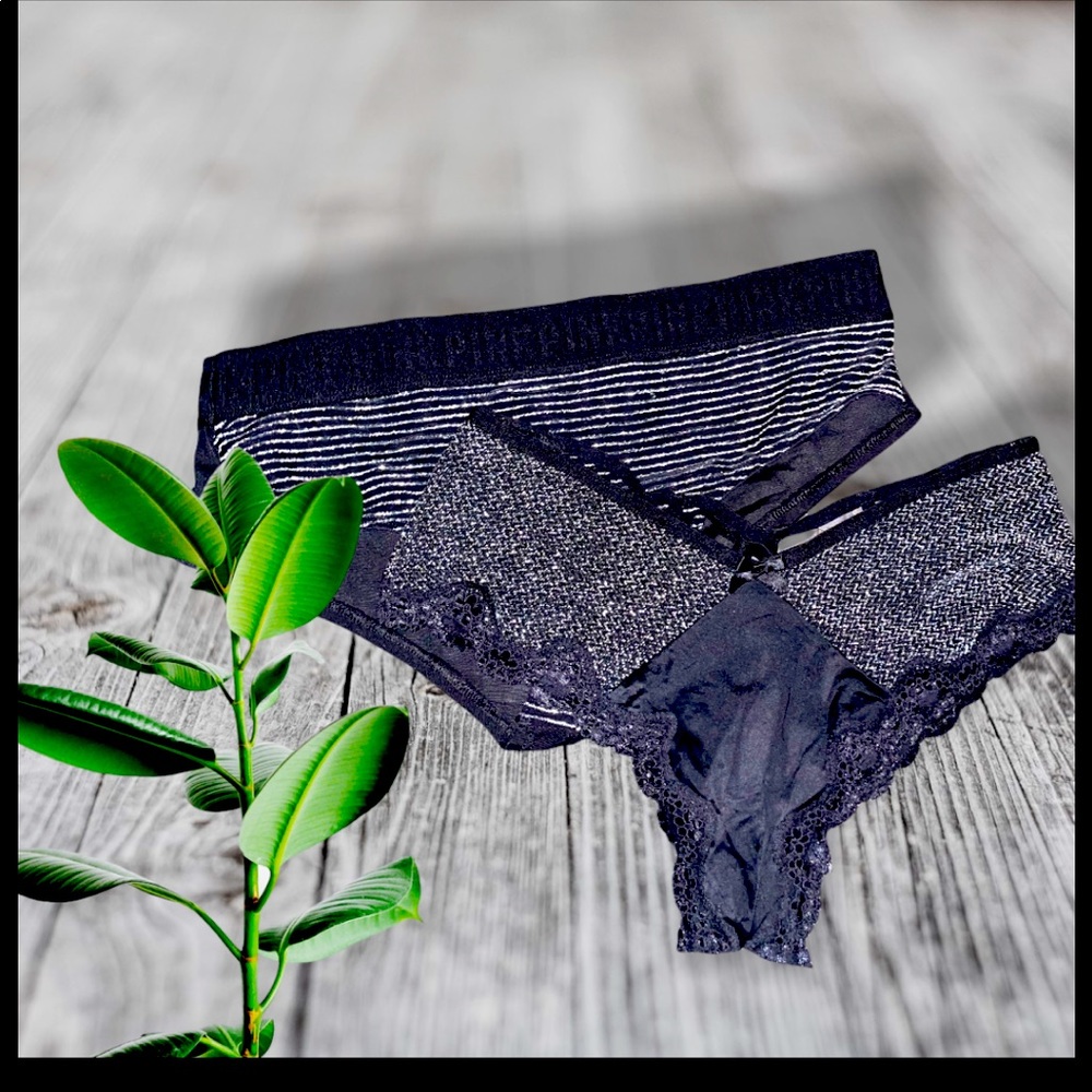 (2) Victorias Secret/PINK Black & Sparkly Panties
